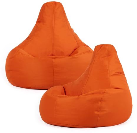 Bean Bag Bazaar Dalton Gaming Bean Bag Chair, Burnt Orange, Set of 2, Water Resistant Fabric, Recliner Large Outdoor Beanbag with Filling Included, Gaming Chair, Outdoor Seating, Garden Furniture
