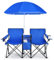 FANTASK Silla de Pesca Plegable con una sombrilla Desmontable, sillas de Camping de 2 plazas, Silla de Camping con Bolsa de Transporte, Silla Plegable