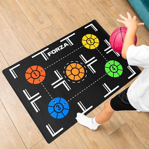 FORZA Basketball-Kontrollmatte | 110 cm x 75 cm Basketball-Trainingsmatte mit rutschfester Gummiunterseite – Dribbling, Fußarbeit und Koordinationstraining