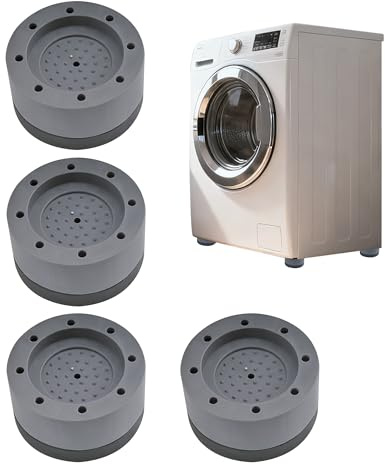 SZWLJ 4PCS Gray Washing Machine Shock Absorbers, Anti Vibration Pads for Integrated Washing Machines, Non-Slip Noise Reduction Height Adjustment for Washer Dryer Dishwasher.