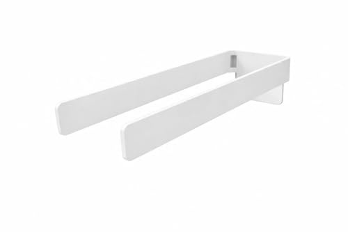 Radius PURORAGGIO Doppel-Handtuchhalter ohne Bohren – Selbstklebender Handtuchhalter aus Aluminium – 2-Armiger Handtuchhalter für Bad & Gäste-WC – modernes Design (Weiß)