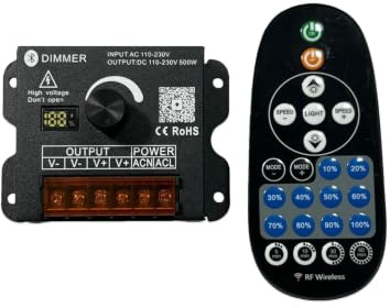 FOLGEMIR 230V Bluetooth Netzteil Trafo Dimmer für einfarbiges LED Band, manuell/APP dimmbar mit 23 Tasten RF Fernbedienung, Musik/Mikrofon/Timer Schalter