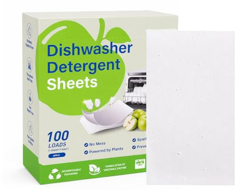 100 Feuilles Lave-Vaisselle Parfumées à La Pomme Verte, Multifonctionnelles, Pour Un Nettoyage Puissant, Dégraissage Et Brillance éclatante, Compatibles Avec Les Tablettes Lave-Vaisselle (7 X 11 cm)