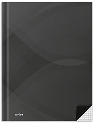 RNKVERLAG 46516 - Notizbuch „notes carbon black“ in DIN A5 kariert, mit 96 Blatt 70 g/m², 1 Stück