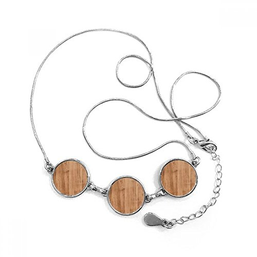 DIYthinker Mahagoniholz Retro Unregelmäßige Jahresringe kleinkörnigem Illustration Muster runde Form Anhänger Halskette Schmuck mit Kette Dekoration Geschenk