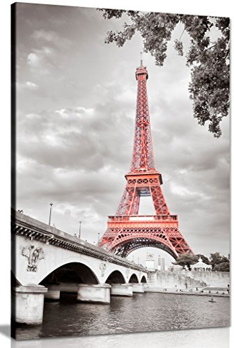 Eiffel Tower In Paris, France Modern Canvas Wall Art Picture Print (36x24in)