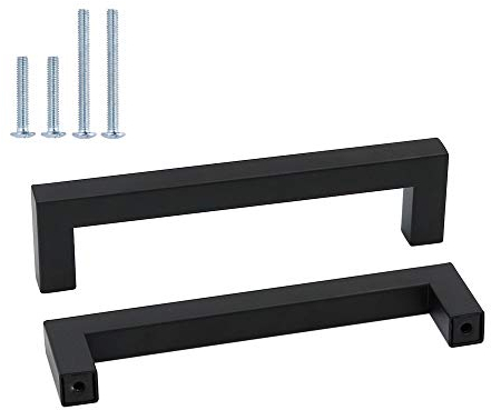 goldenwarm 1 Stück Schwarz Möbelgriff Edelstahl Stangengriff Relinggriffe LSJ12BK160 Bohrlochabstand 160mm Küchengriff Schrankgriffe Schubladengriffe Quadratischer Griff