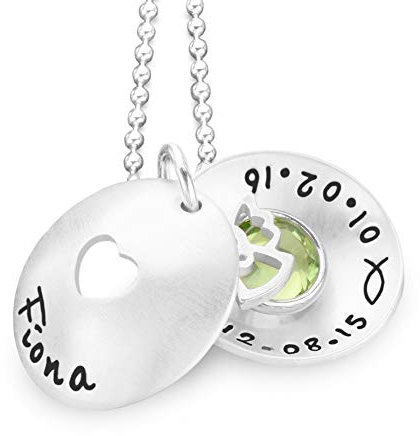 Taufkette Mädchen Silber personalisiert Gravur Namenskette Taufe HERZCHEN ENGEL Taufschmuck Taufgeschenk Name Taufdatum Geburtsdatum