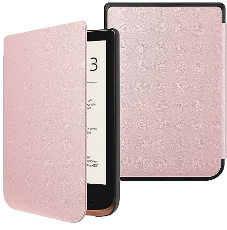 FINTIE Étui pour Liseuse Pocketbook Touch Lux 5/4, Touch HD 3 et Basic Lux 2 - Coque Mince Housse avec Fermeture Magnétique et Veille/Réveil Automatique (Or Rose)