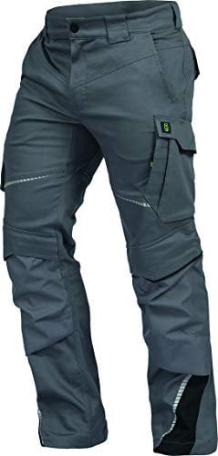 Leibwächter Flex-line Arbeitshose Herren – grau/schwarz – Gr. 48 – Bequeme Workwear mit Elastan (Spandex) – 60°C waschbar & trocknergeeignet – erhöhte Reißfestigkeit – für verschiedenste Berufe