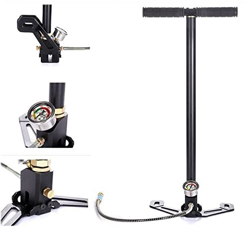 High Effectively PCP Air Rifle Pistol Gun Stirrup Pump 3 Stages with with Pressure Gauge 4500PSI More Safety Design 304 Stainless Steel Material