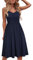 YATHON Lässige Kleider für Frauen Ärmellose Baumwolle Sommer Strandkleid A Linie Spaghettiträger Sommerkleider mit Taschen, YT090-Marineblau, Mittel
