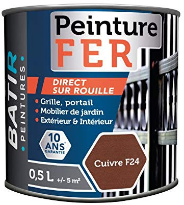 Peinture antirouille Batir fer - Aspect forgée - Boîte 0,5 l - Cuivre