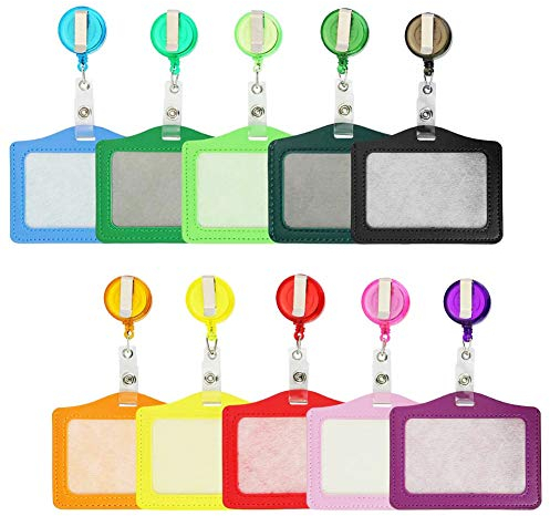 Ausweishülle aus Hartplastik ID Abzeichen Halter Ausweishülle Ausweishalter Kartenhalter Jojo-Befestigungs-Clip einstellbar für Geschäftsereignisse, Ausstellungen, Büro und Schulbedarf,10 Stück