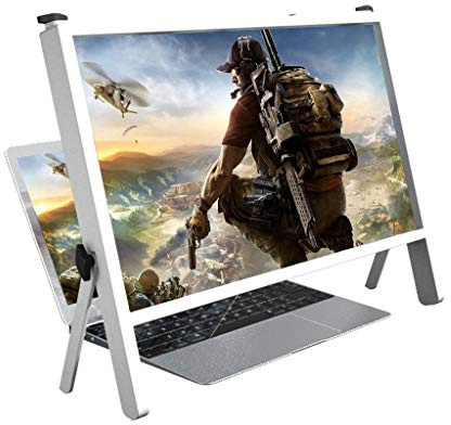 KHUY 3D Bildschirm Lupe Smartphone, 21in Multi-Szene Zoom 3D Film Verstärker, Premium HD Bildschirmvergrößerung Vergrößerung Telefon Notebook Tablet Projektor Einstellwinkel (Color : White)