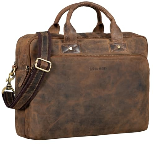 STILORD große Ledertasche braun - XL Aktentasche für Herren - Business-Tasche mit 15.6 Zoll Laptopfach - Vintage Umhängetasche 'Hector'