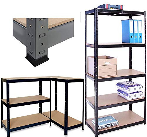 ANSIMIDA 5 Tier Heavy Metal Shelving Unit, 175KG Per Shelf, for Workshop, Shed, Office, Garage, 180x90x40cm