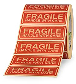 OliveBird 250 Kraft Etiketten Aufkleber Zerbrechlich Fragile Aufkleber 90 x 35 MM