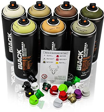 Sprühdosen Set Montana Black TARN CAMOUFLAGE Farben Graffiti inklusive Toro Forte Cap-Set