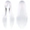 IMISSU 80 cm langes glattes Naturhaar Cosplay Perücken mit Pony Bunt Halloween Kostüm Party Perücke Haarverlängerungen (Silber Weiss)