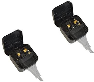 2 Pole Euro Europe EU Plug to 3 Pin UK Plug Fused Converter Mains Socket Adapter 8A - 2 Pack (BLACK)