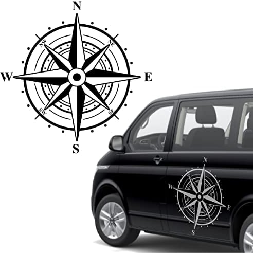 Aufkleber Kompass Windrose Aufkleber für Camper, Wohnmobil, Wohnwagen Fahrzeuge Karosserie - Offroad Sticker - Abenteuer Urlaub (60x60cm)