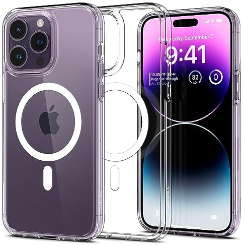 Spigen Ultra Hybrid MagFit Case for iPhone 14 Pro, Compatible with MagSafe Accessories - White