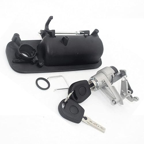 VHEUHZ Poignée de verrouillage de porte arrière de coffre extérieur + serrure à cylindre à clé compatible avec Ford Galaxy VW Golf 4 Lupo Sharan POLO T5 1J6827565B