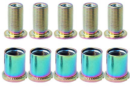5 Sets Stahl Kettenblatt Schrauben M8 Kurbelgarnitur Schrauben Muttern Set für Mountainbike, BMX, MTB (Typ A für Dreifach-Kettenblätter)