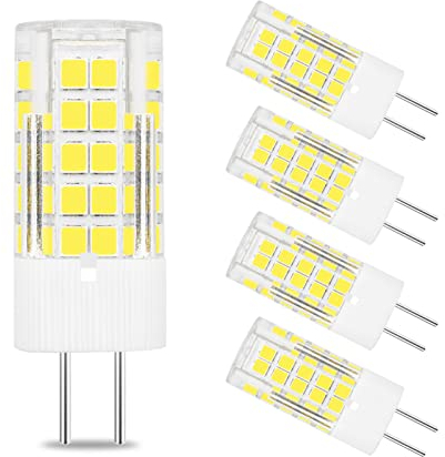 GY6.35 Lampadina LED 4W AC/DC Presa Bipin JC Tipo 12V G6.35/GY6.35 Mini Lampada Equivalente 40W per Soggiorno Lampada Paesaggio Illuminazione Luce diurna Non Dimmerabile Bianco 6000K, Confezione da 5