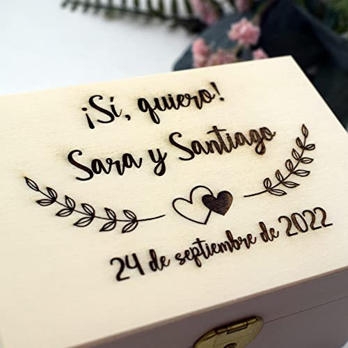 Caja porta alianzas boda de madera personalizado para bodas