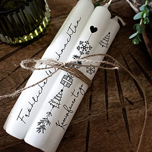Kerzensticker Kerzentattoos Tattoofolie Weihnachten Christmas für Kerzen oder Keramik A4 Bogen DIY Stickerbogen für bis zu 40 Kerzen kst11 ilka parey wandtattoo-welt®
