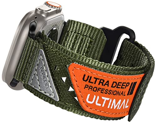 ULTIMAL Correa compatible con Apple Watch de 49 mm, con cierre de velcro y diseño de lazo ajustable, correa de nailon tejido resistente, diseño perforado, para Apple Watch Ultra, verde