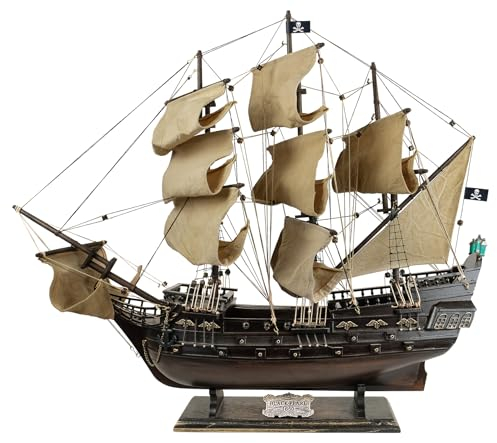 HOME DECOR SAILINGSTORY Piratenschiff-Modell aus Holz, Modellbausatz, Modellbau Holz, Schwarze Perle, Schiff, Segelboot, Dekoration, Beige, Segel, 68,6 cm