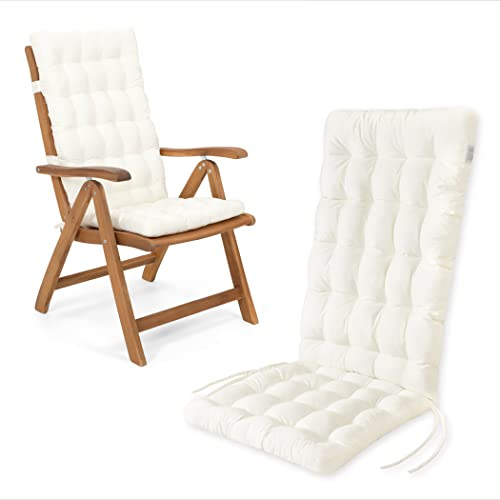 HAVE A SEAT Living - Hochlehner Auflage (1 St.) - Sitzpolster Gartenstuhl - Bequem, Wetterfest, Waschbar bis 95°C, Orthopädisch - Made in Germany (1 Stück - 120x48 cm, Weiß)