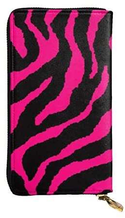 ASEELO Zebra Tiger Leopard Pink Damen Reisebrieftasche Lange Münzbörse Clutch Handy Leder Reißverschluss Kartenbörse, Schwarz, Einheitsgröße