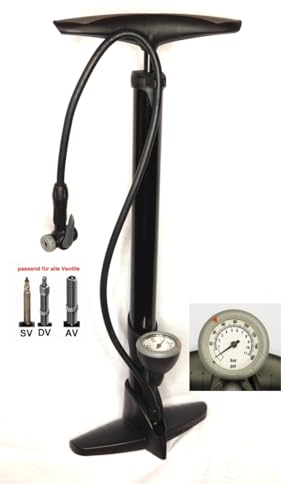 CP33 Hochdruck Standpumpe max. 11 Bar mit Manometer für alle Fahrrad Ventile
