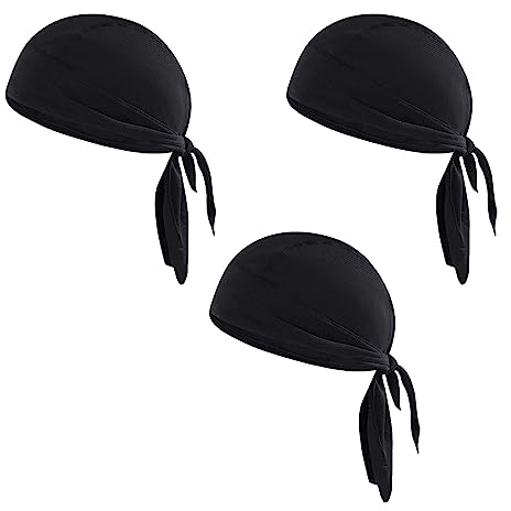 Eabdice 3 Stück Sports Bandana Cap, Bandana Hat, Breathable Headscarf, für Outdoor-Sportarten Wie Laufen und Radfahren (Schwarz)