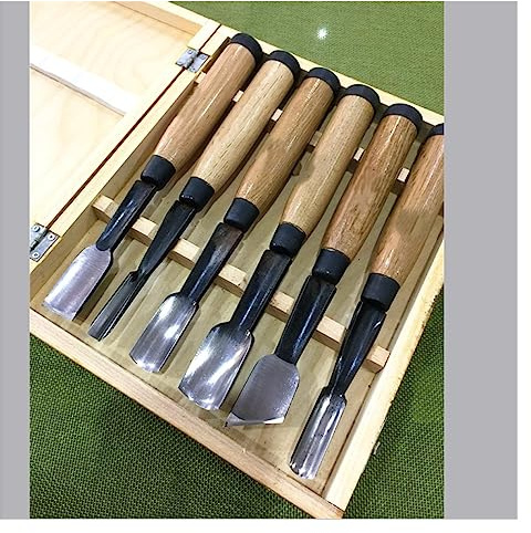 XiBany 6 pièces Sec Grande Main Outils de Sculpture sur Bois Arbre-Racine Sculpture détail ciseau Ensemble Couteaux Outil