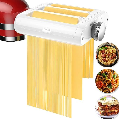 Nudelvorsatz Zubehör für KitchenAid-Standmixer 3-in-1 Set Nudelmaschine inklusive Nudelblattroller, Spaghettischneider, Fettuccine-SchneiderCutter Nudelroller & Schneide-Aufsatz