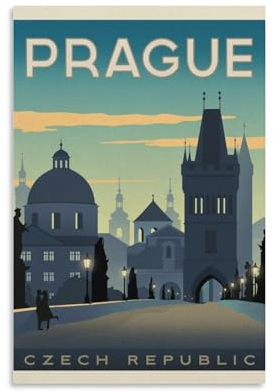 World Travel Poster Retro Poster Tschechisches Prag Leinwand Malerei Poster Wandkunst Dekorative Bild Drucke Moderne Dekor 30 x 45 cm