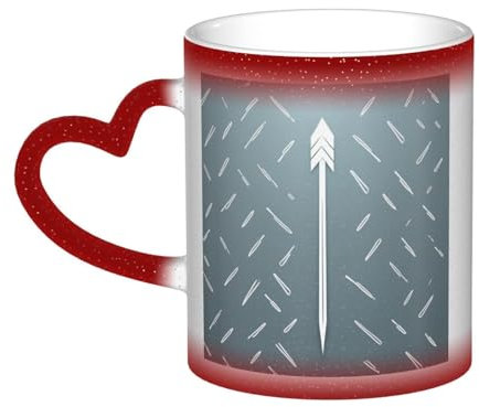 VducK Cartoon White Arrow Print Color Changing Mug 11oz Personalised Magic Mug Tea Cup Ceramic Coffee Mug Heat Activated Colour Changing Mug