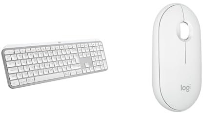 Logitech MX Keys S Wireless Keyboard, Low Profile, Fluid Quiet Typing, Programmable Keys & Pebble Mouse 2 M350s Slim Bluetooth Wireless Mouse, Portable, Lightweight