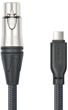 HUALEU 10FTeet USB C to XLR Female Mic Link Converter Cable,21db high gain Female XLR to USB C Micphone Cable for Dynamic Microphone iPhone 15 Pro,ipad,Notebook,Tablet MIC Cable, grey