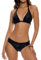 LEOMOSTE Sexy zweiteiliger Damen-Bikini, Badeanzug, Pailletten-String, Triangel-Bikini-Set, Tanga, Badebekleidung, Schwarz glänzend, Large