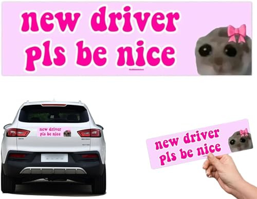 Autoaufkleber mit Aufschrift Nice Driver, New Driver Please Be Nice, New Driver Pls Be Nice for New Driver, 22 x 6,8 cm, Katzen-Aufkleber für Stoßstange, lustiger Aufkleber für Auto (1 Stück)