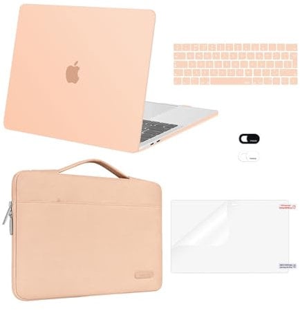 MOSISO Compatible with MacBook Pro 13 inch Case M2 M1 2025 2024 2023-2016 A2338 A2289 A2251 A2159 A1989 A1706 A1708, Hard Shell Cover&Bag&Keyboard Skin&Webcam Cover&Screen Protector, Pastel Orange