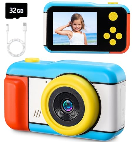 Dancial Caméra pour Enfants, Cadeaux pour garçons et Filles de 3 à 9 Ans, Caméra Vidéo Numérique HD 1080P, Caméra Selfie pour Enfants avec Jeux de Lecture, Cadeau de Noël/Anniversaire