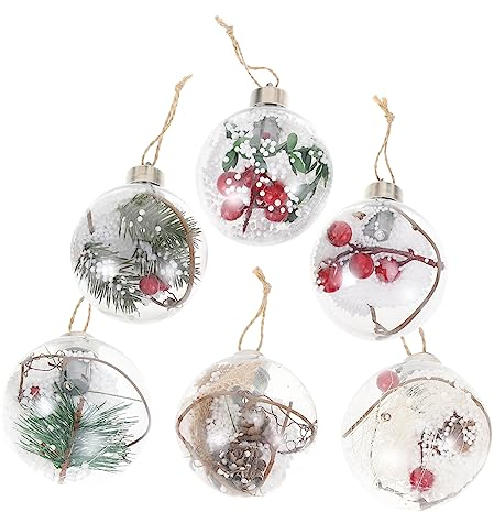 ABOOFAN 12 Stück Weihnachtsdekoration Partyzubehör Weihnachtsdekoration Hängende Weihnachtskugeln Hängende Deko Kunststoffkugeln Transparente Kugeln Partykugeln Leuchtende