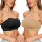 Kiiwah 2 Paia Donna Reggiseno Senza Spalline Reggiseno a Fascia Senza Ferretto Elasticizzato Fascia Reggiseno Tubo con Reggiseno Imbottito Rimovibile Push Up Reggiseno Invisibile